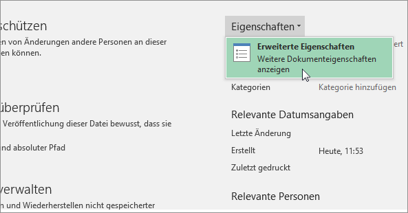 Erweiterte Eigenschaften