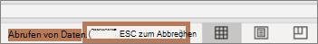 Meldung, die beim Aktualisieren angezeigt wird, und Befehl zum Beenden der Aktualisierung (ESC)