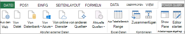 Excel 2013 Power Query-Menüband