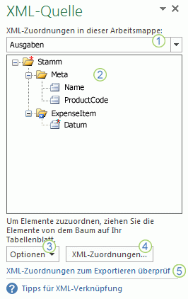 Aufgabenbereich 'XML-Quelle'