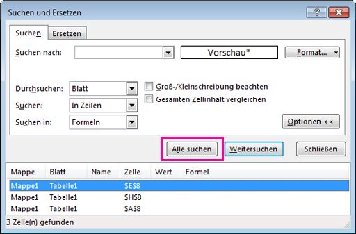 Suchen nach allen verbundenen Zellen