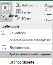 Bild von Home > Format AutoFit > Column Width (Spaltenbreite