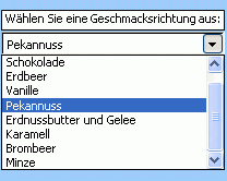Beispiel für ein Formularsteuerelement 'Kombinationsfeld'