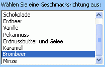 Beispiel für ein Formularsteuerelement 'Listenfeld'