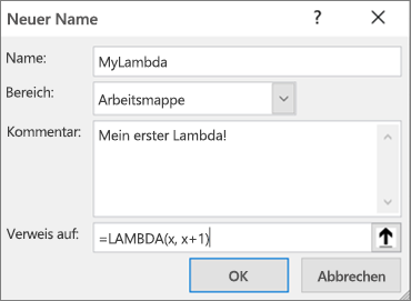 Definieren einer LAMBDA-Funktion im Namens-Manager