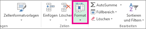 Klicken Sie auf der Registerkarte 'Start' auf 'Format'
