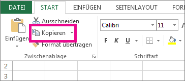 Klicken Sie auf der Registerkarte 'Start' auf 'Kopieren'