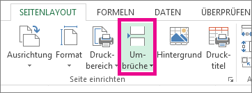 Klicken Sie auf der Registerkarte 'Seitenlayout' auf 'Umbrüche'
