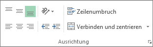 Gruppe 'Ausrichtung' auf der Registerkarte 'Start'