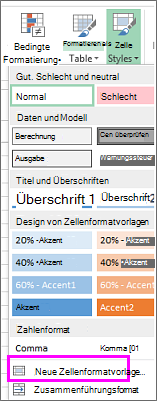 Option 'Neue Zellenformatvorlage'