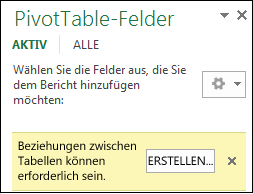 Schaltfläche 'Erstellen' wird angezeigt, wenn eine Beziehung erforderlich ist