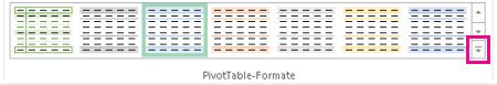 Schaltfläche 'Weitere' im Katalog 'PivotTable-Formate'
