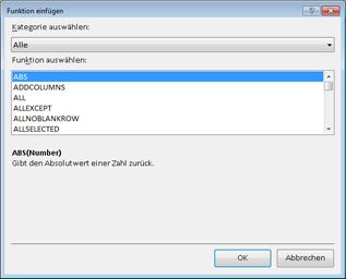 Funktion einfügen
