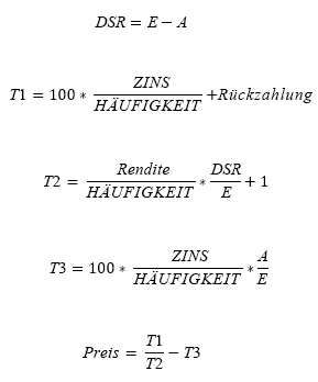 PREISFORMEL, wenn N <= 1