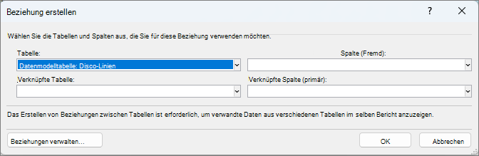 Fenster 'Beziehung erstellen'