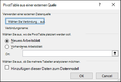 PivotTable aus externer Quelle