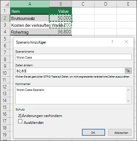 Einrichten eines Szenarios für den ungünstigsten Fall