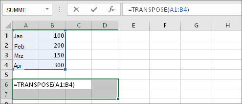 =MTRANS(A1:B4)