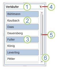Screenshot: PivotTable-Slicerelemente.