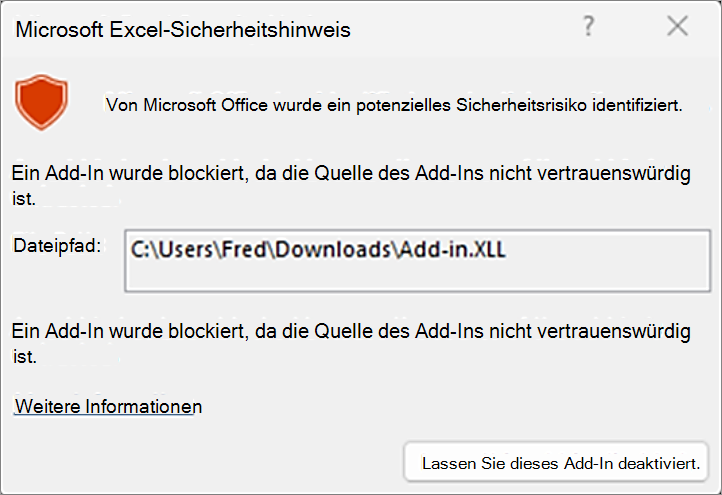 Blockieren des XLL-Bereichs