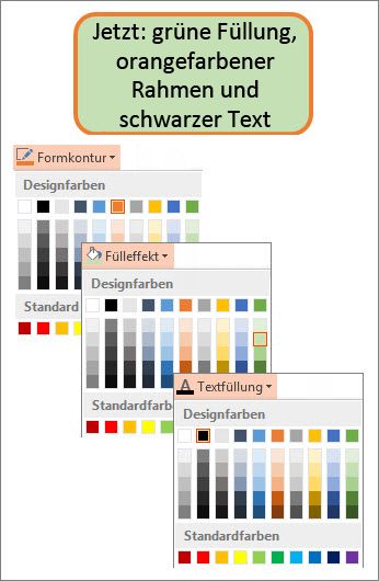 Eine Form mit neuen Füll-, Text- und Rahmenfarben