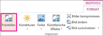 Schaltfläche 'Hintergrund entfernen' in der Gruppe 'Anpassen' auf der Registerkarte 'Format' unter 'Bildtools'