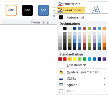 Menü 'Formkontur'