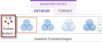 Option 'Farben ändern' in der Gruppe 'SmartArt-Formatvorlagen'