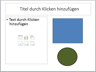 Eine Folie mit zwei Platzhaltern und zwei getrennten Objekten