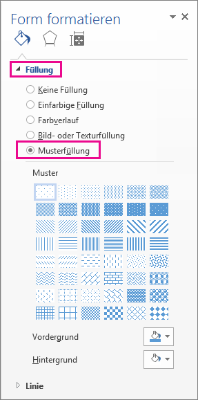 Auswählen der Musterfüllung im Bereich 