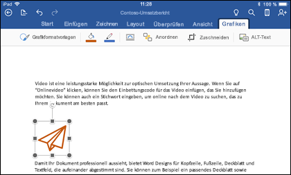 Word für iOS mit der Registerkarte 