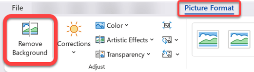 Wählen Sie auf der Registerkarte Bildformat des Symbolleistenmenübands die Option Hintergrund entfernen aus.