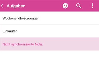 Eine nicht synchronisierte Notiz in OneNote für Android
