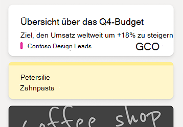 Beispielnotizen im OneNote-Feed