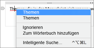 Klicken Sie bei gedrückter CTRL-Taste auf das unterstrichene Wort, um eine Fehlschreibung zu überprüfen.