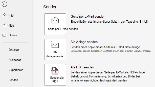 Screenshot der Schaltflächen Als Anlage senden und Als PDF senden.