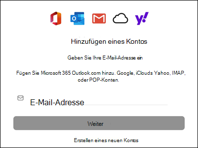 Hinzufügen eines Kontos zu Outlook für Mac