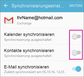 Synchronisierung aktiviert
