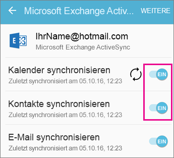 Synchronisierungseinstellungen überprüfen