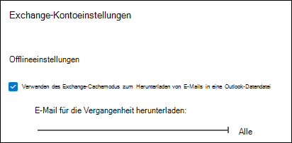 Verschieben Sie den Schieberegler auf Alle, um alle Outlook-E-Mails herunterzuladen, wenn Sie E-Mails exportieren.