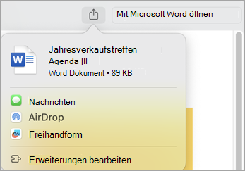 Freigeben der Datei mithilfe der Installation von Erweiterungen auf Ihrem Mac