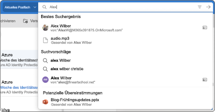 Suchleiste für Outlook Mac.