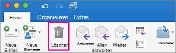 Klicken Sie auf der Registerkarte Start auf die Schaltfläche Löschen.