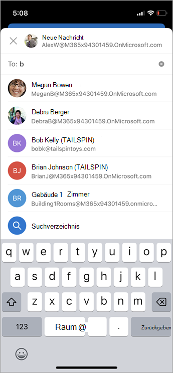 Verzeichnis für die mobile Suche
