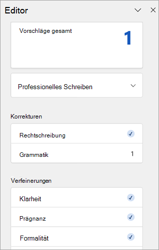Screenshot des Editor-Bereichs in Outlook