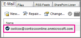 Ein Konto im Dialogfeld 'Kontoeinstellungen' von Outlook 2013
