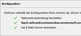 Die dritte Seite des Assistenten zum Hinzufügen von Konten