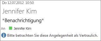 Als 'Vertraulich' gekennzeichnete E-Mail