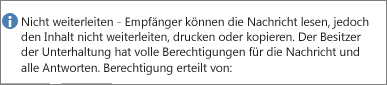 Nachricht 'Nicht weiterleiten' in einer E-Mail