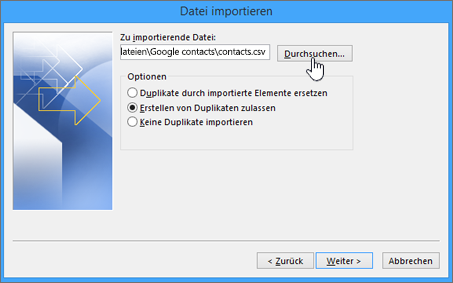 Navigieren Sie zur Datei 